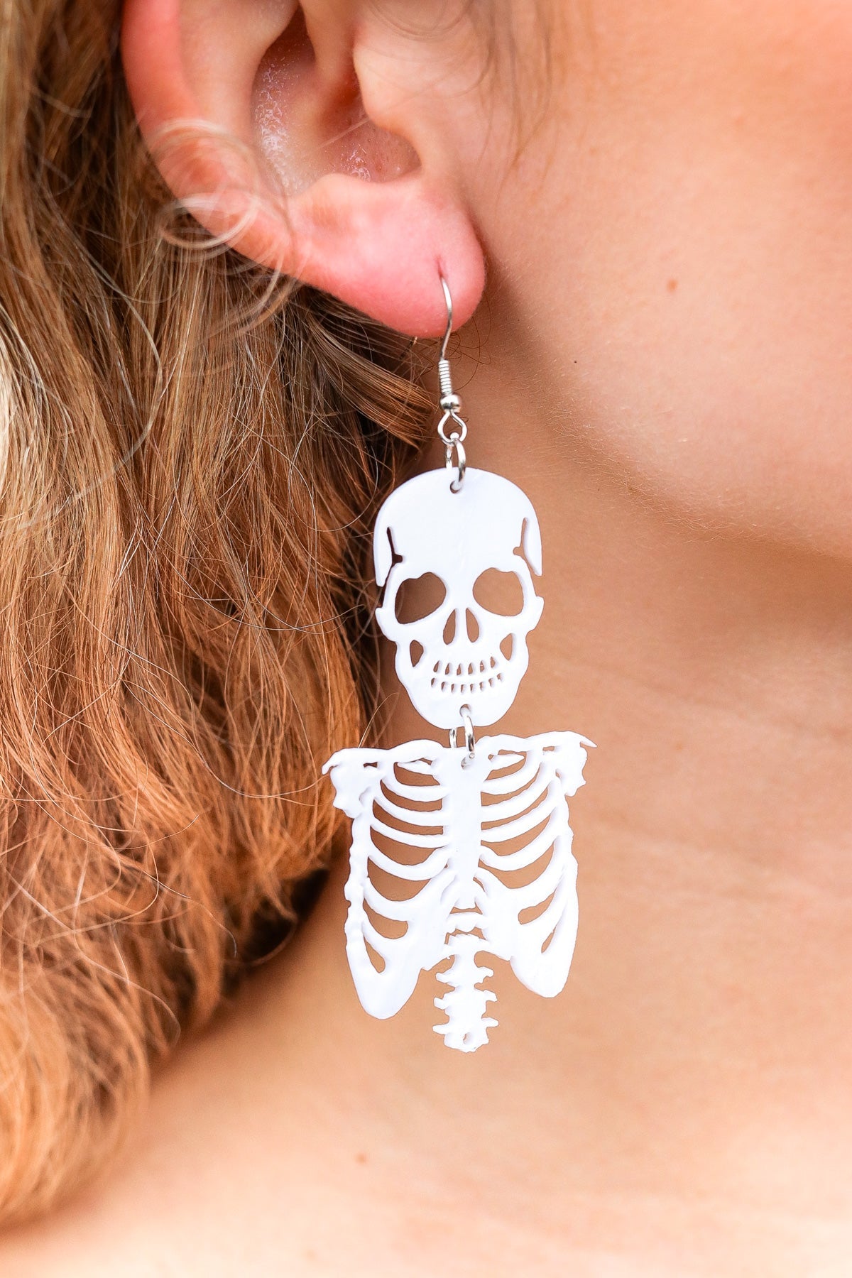 White Skeleton Acrylic Drop Earrings